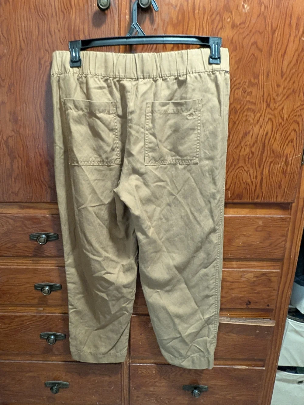 Banana Republic Linen Blend Tencel Pull On Crop Pants Tan Medium